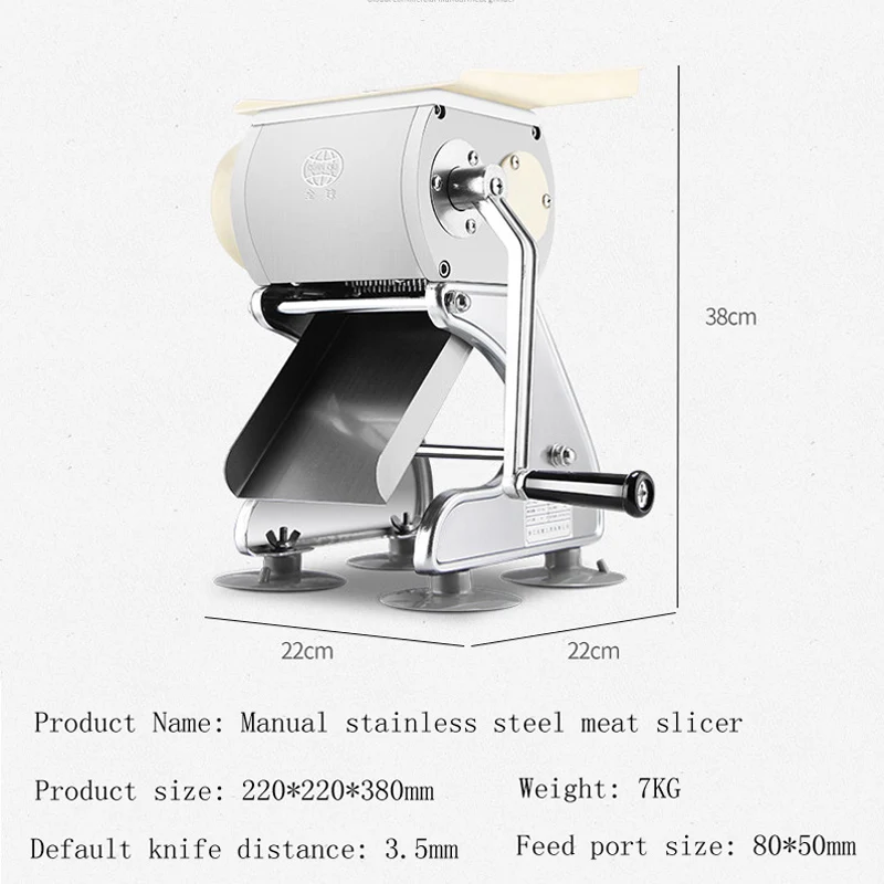 The manual portable meat slicer is made of stainless steel material which is safe and durable