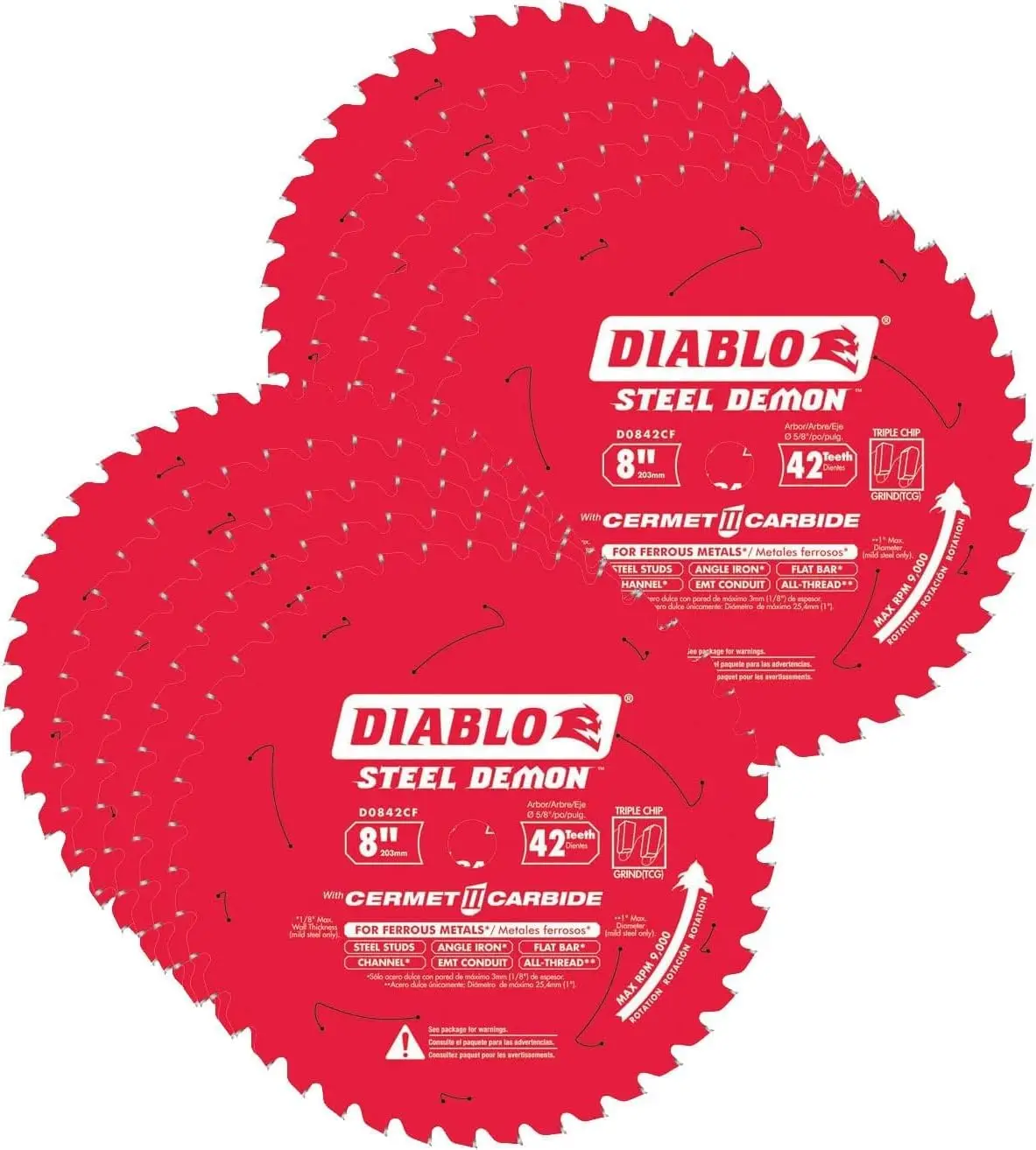 D0842Cf 8-In Steel Demon 42T Cermet Ii Carbide Ferrous Saw Blades, 10-Pack