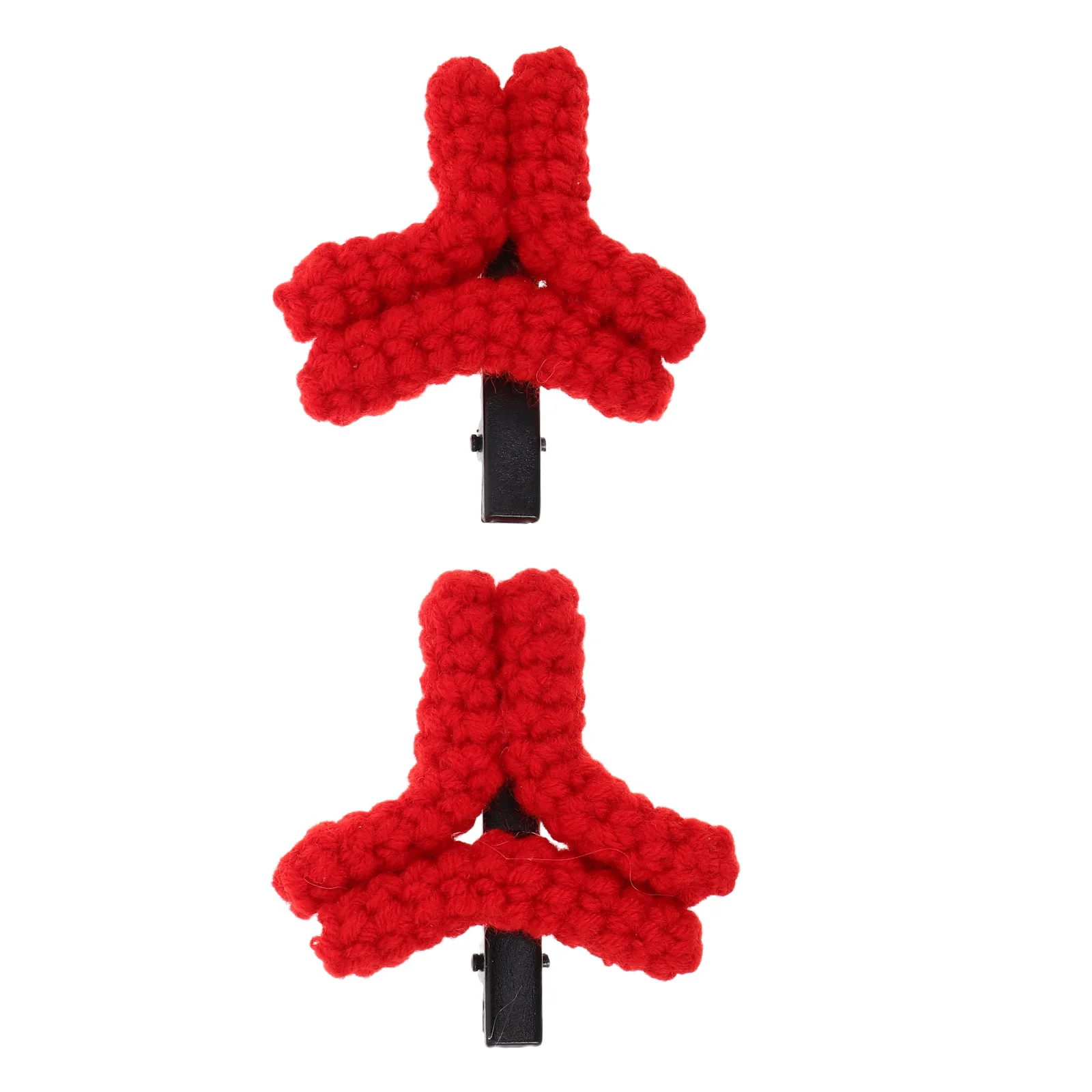 1 paar Creatieve Haarspeldjes Voor Vrouwen Handgebreide Rode Boze Mark Barrette Leuke Cartoon Eendenbek Snap Clip Voor styling Krullend