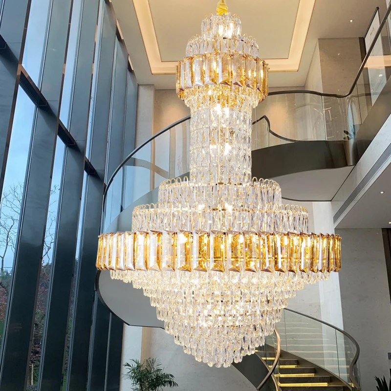 

Large Staricase Crystal Chandelier, Luxury Pendant Light, Living Room Lighting,Lobby Grand Loft Duplex Home Decor Lamp