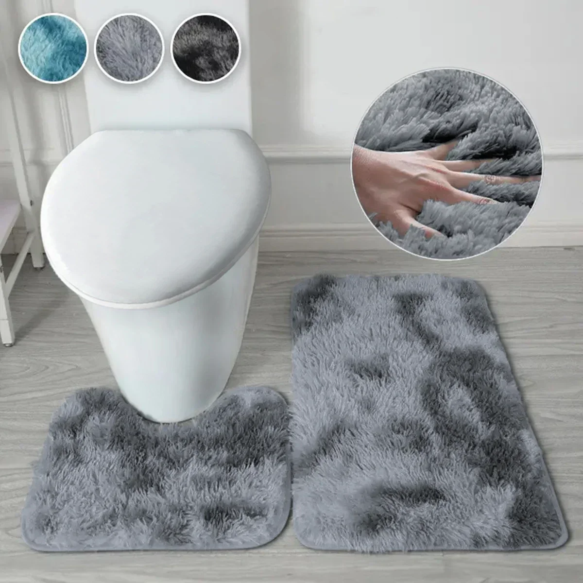 3PCS/set Bathroom Rugs Velvet Memory Foam Non-Slip Bath Rugs Machine Wash Dries Quickly-Ultra Soft Bath Mats for Bedroom Kitchen