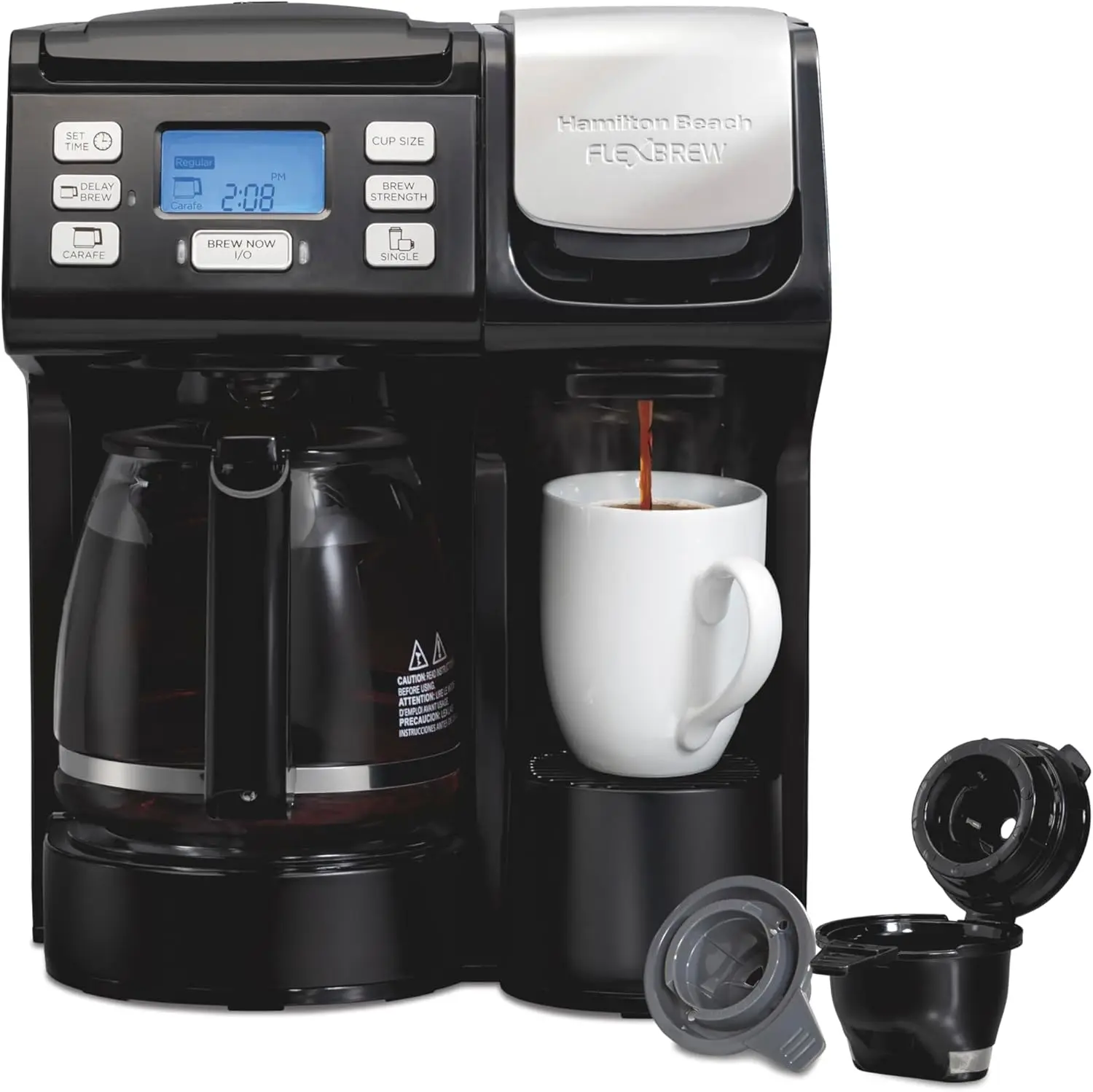 

FlexBrew Trio 2-Way Coffee Maker, Compatible with K-Cup Pods or Grounds, Combo, Single Serve & Full 12c Pot, Blac