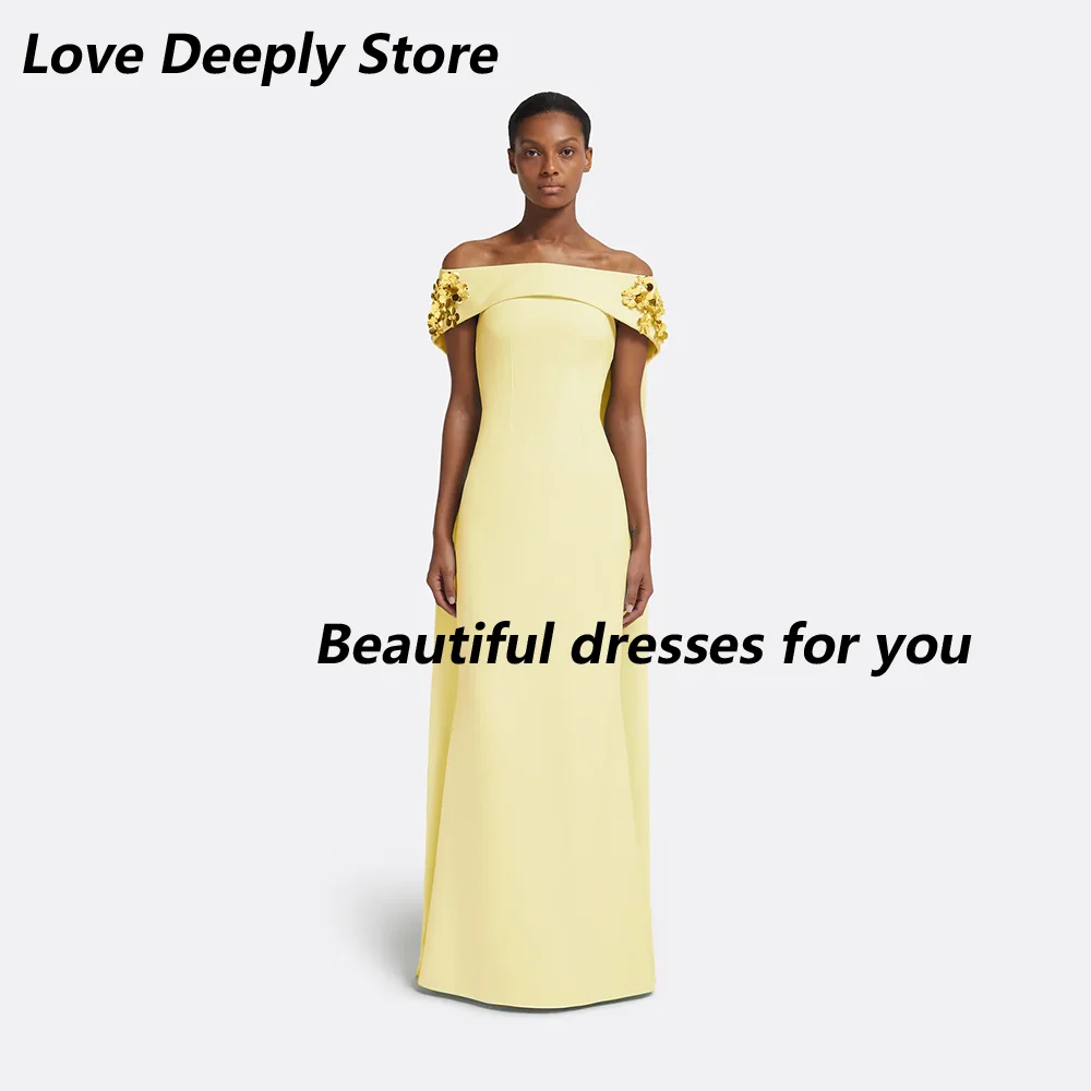 

Yellow Evening Dresses for Women Off The Shoulder Sequin Flowers Mermaid 2025 Evening Gowns Trumpet Formal Dress Customized