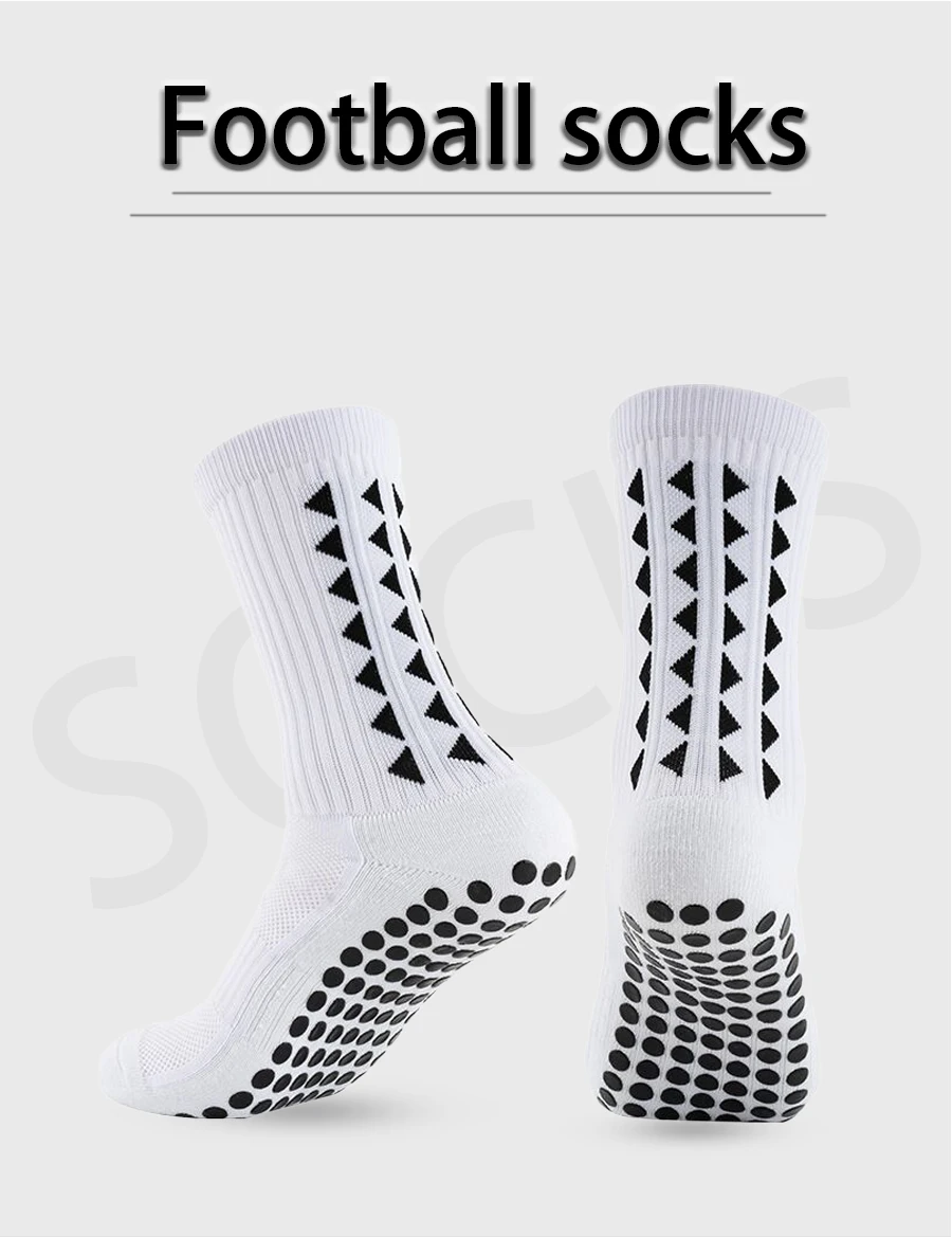 4-teiliges Set Fußballsocken für Männer und Frauen, rutschfeste Sportsocken, Schienbeinschoner, Klebebandagen – Detail 1