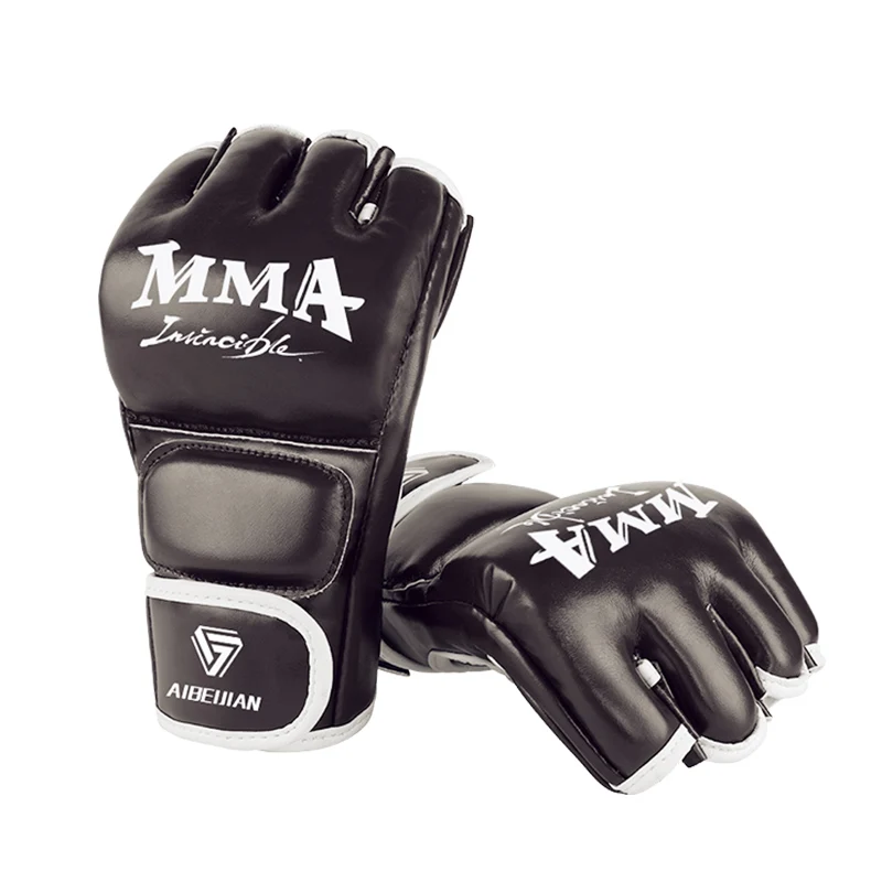 

Half-Finger MMA Gloves PU Adults Kids Kick Boxing Fight Glove Sanda Sparring Punching Muay Thai Grappling KD Mix Workout Mitts