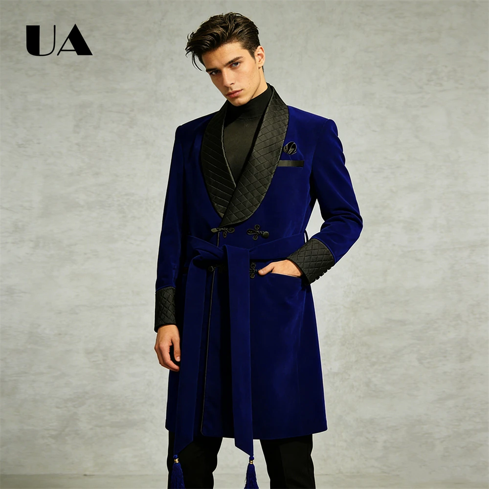 

Premium Long Velvet Suit Coat for Men, XS-4XL Autumn Winter Fashion Coat, Fashionable Regular Fit Suit Jacket ULBYANRY 2026