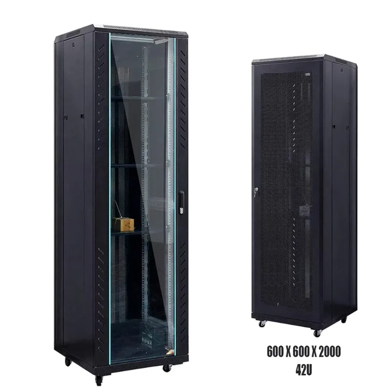 19 Inch Steel Network Cabinet Custom Size Server Rack Enclosure with Meshed Door 42U Outdoor Computer Application