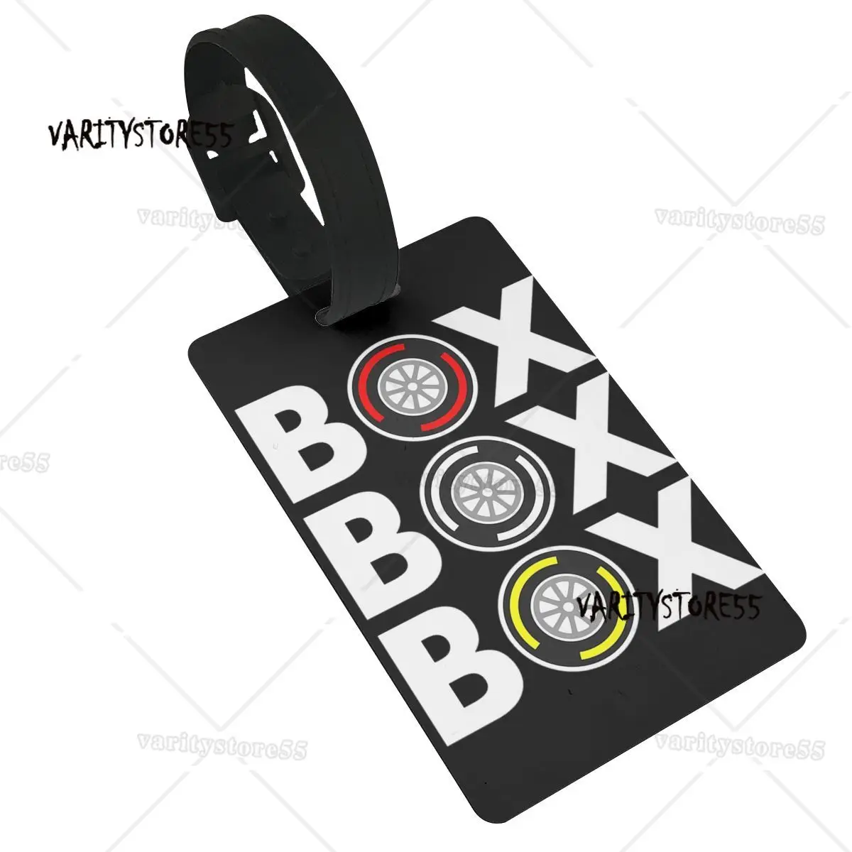 Box Box Box F1 Tyre Compound White Text Design Luggage Tags Suitcase Accessories Travel Baggage Boarding Tag Portable Label