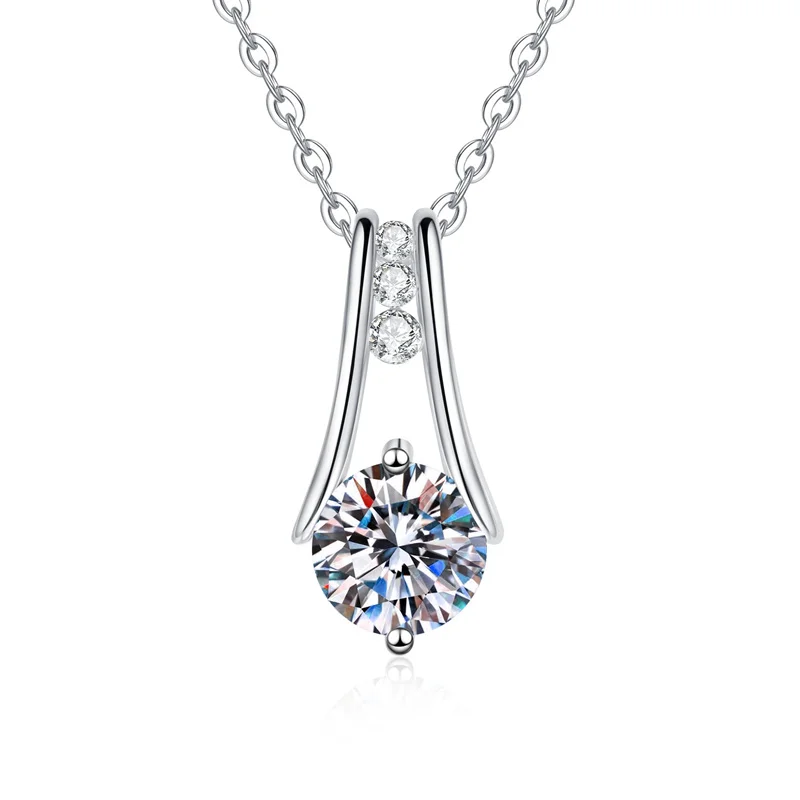 

ZFSILVER Fashion Trendy Classic 925 Silver 1ct Moissanite Design Drop Necklace Charms Women Accessories Party Jewelry Gift XL428