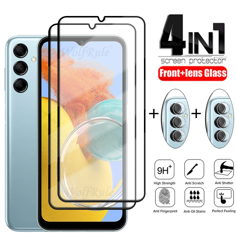 

4-in-1 For Samsung Galaxy M14 Glass For Samsung M14 Glass Full Screen Protector Samsung M04 M13 M22 M33 M53 M23 M14 Lens Glass