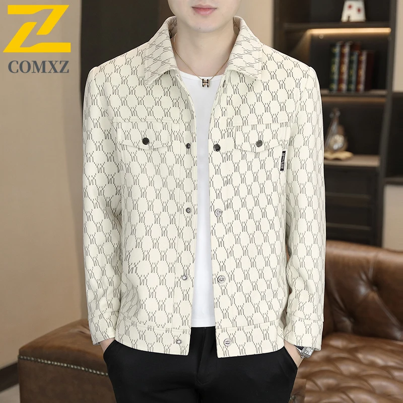 

COMXZ New Mens Jacket Fashion Trendy Working Breathable Jackets Slim Fit Business Casual Lightweight Autumn Premium Outerwear​