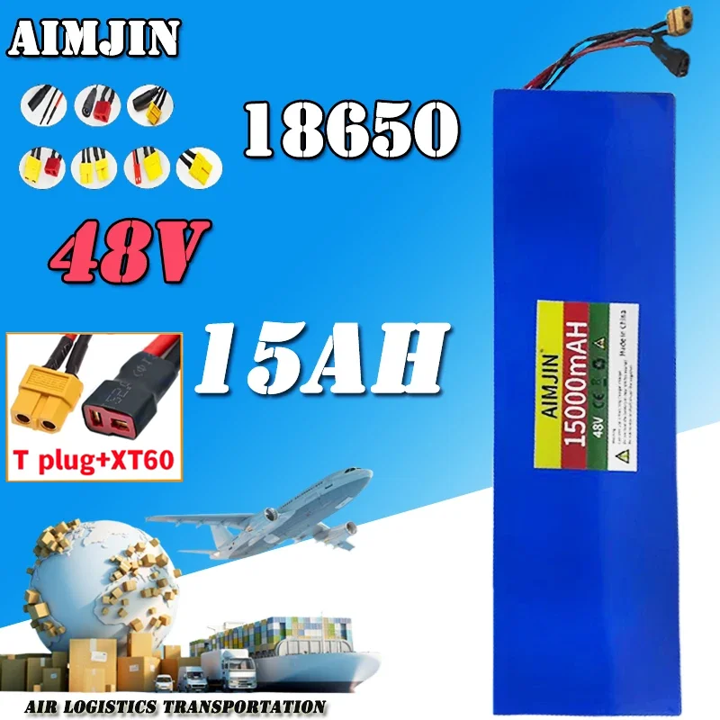 

T-XT60 Plug 13S4P for Kugoo M4/M4 Pro/Max Speed 48V 15000mAh 15Ah 18650 lithium battery pack with BMS suitable