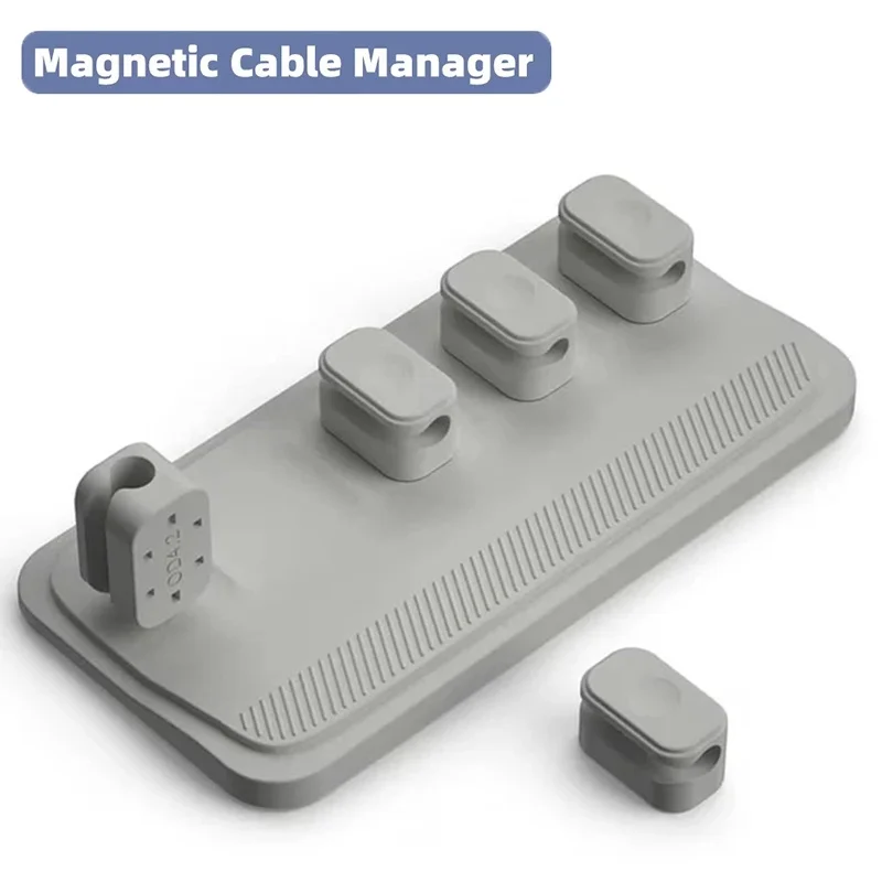 Magnet Cable Winder Adhesive Silicone USB Charging Cable Fixer Organizer Solid Color Cable Holder Line Charger Clip For Office