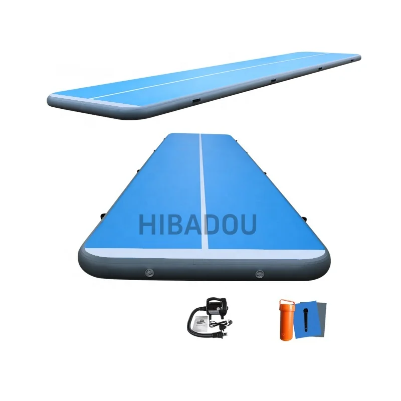 HIBADOU 12m*2m*0.2m Inflatable Air Track Brushed Tumbling Mat Gymnastics Air Track for Practice Gymnastics,Tumbling,Parkour