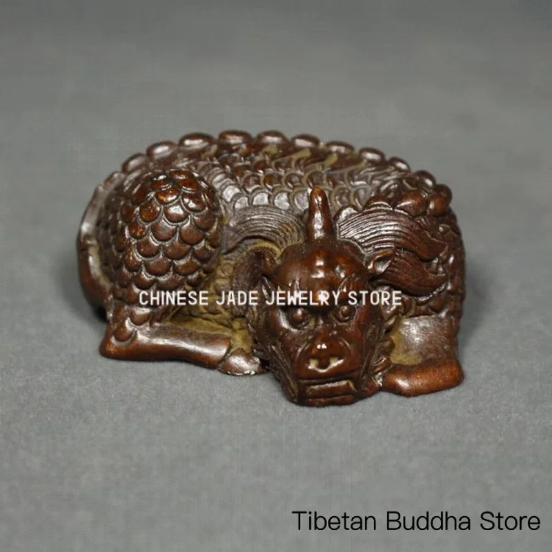 Exquisitely crafted pure copper dragon figurine, stationery weight, paper press, solid copper animal, antique-style micro-carvin