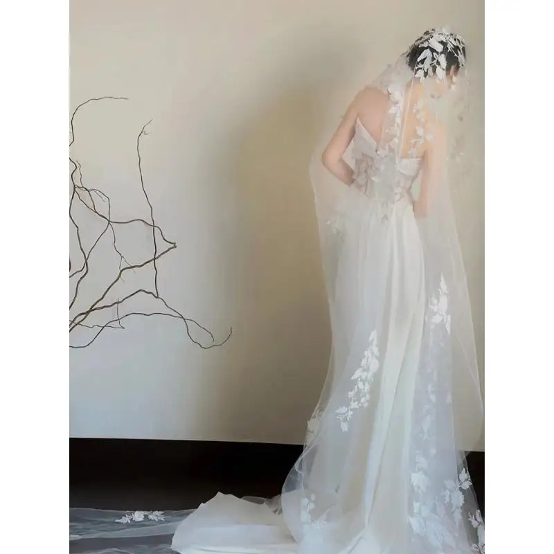 Vestido de novia de cola de pez con falda acampanada sin tirantes, tirantes sexys de encaje satinado para boda, personalizado para fiestas y salidas