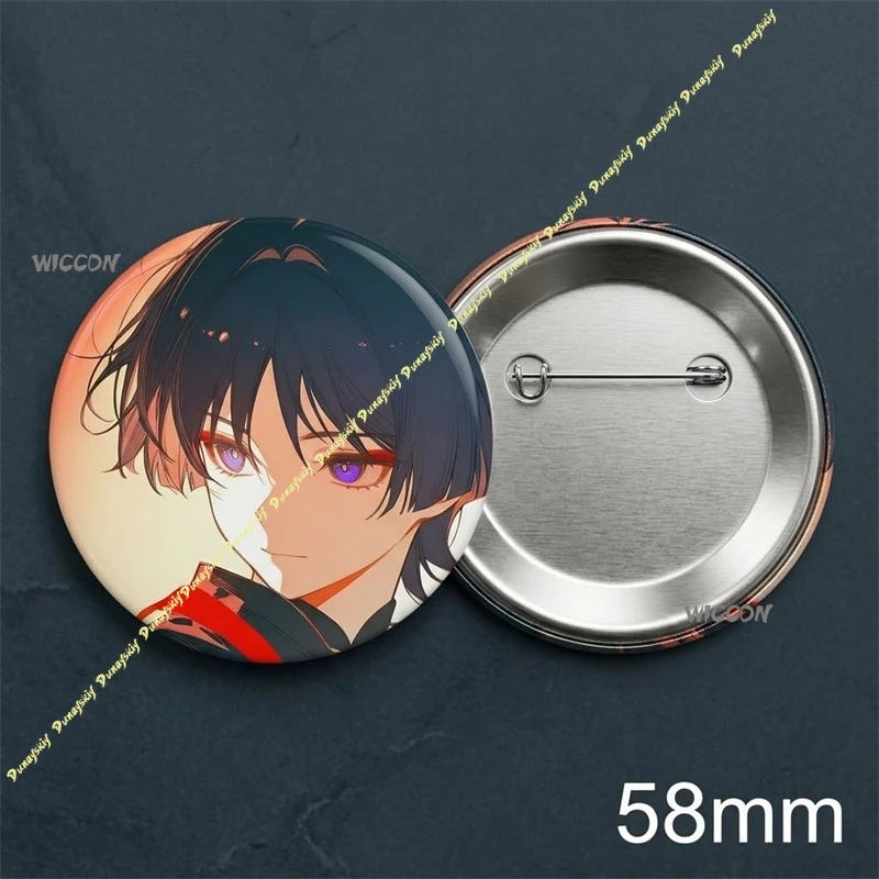 Genshin Impact Wanderer Tin Badge Game Character Holographic Round Brooch Pin Anime Game Collection Merch Gift for Fans