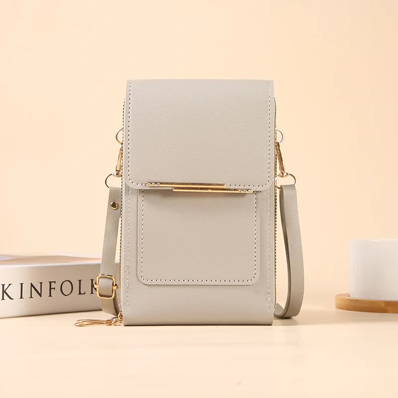 Nova Bolsa de Celular com Tela Sensível ao Toque para Mulheres, Porta-Cartões, Bolsa Transversal, Carteira Feminina