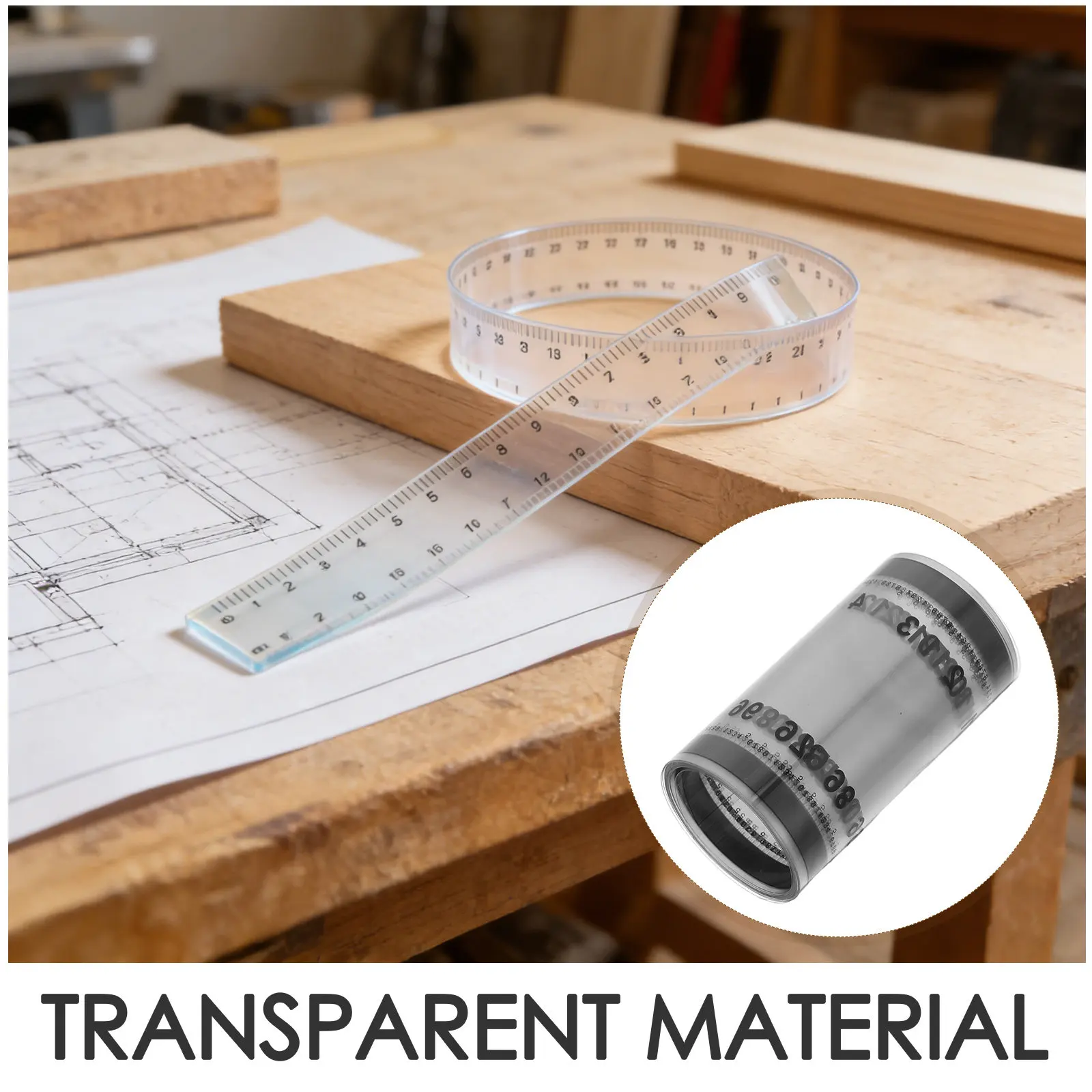 Transparent Soft Flexible Film Ruler High Precision Dual Sided Centimeter Marking Bendable Measuring Tool for School Drafting