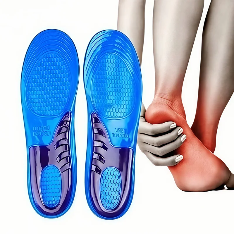 1 paire de semelles intérieures en silicone pour chaussures, soutien de la voûte plantaire orthopédique, inserts souples pour chaussures, modèle antidérapant pour homme et femme