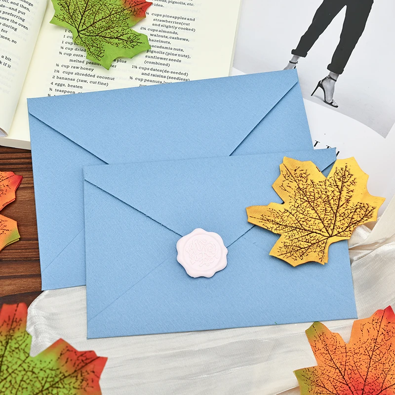 30pcs Blue Envelopes for Wedding Invitation Small Business High-grade 250g Paper Texture Cards Stationery Supplies Storage Bag