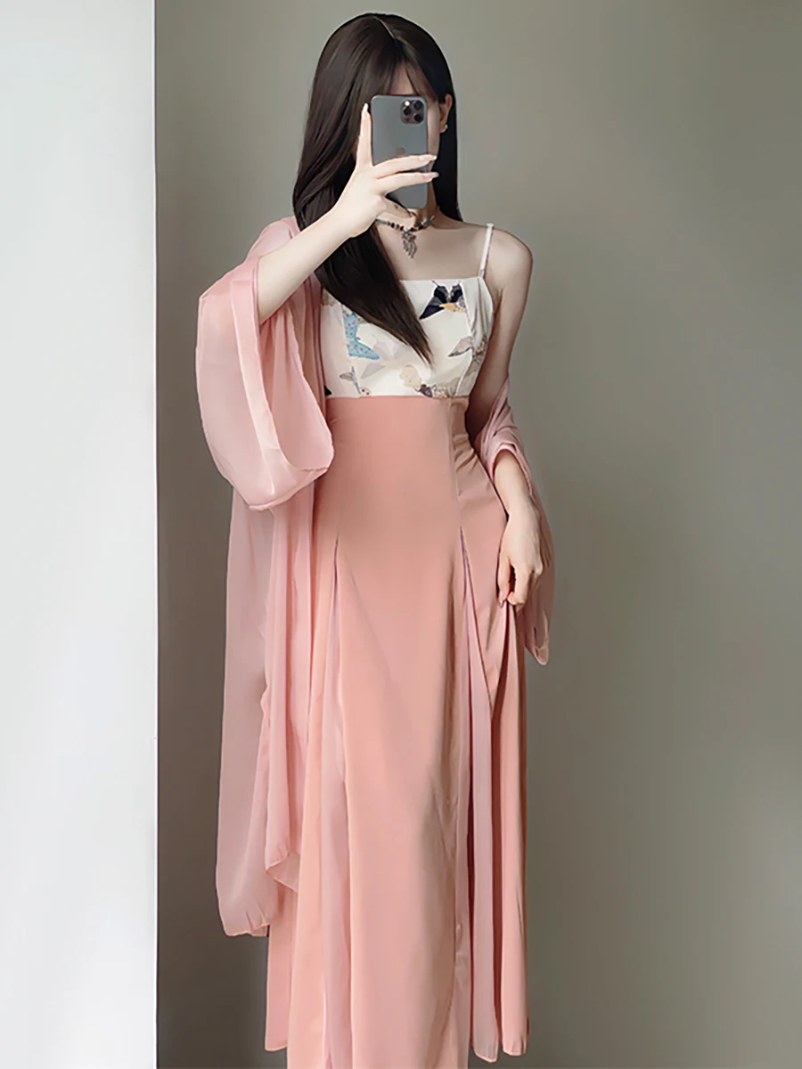 

Ретро-платье Ханьфу в стиле республики Чи для женщин, модифицированная версия, летнее, новинка, без бретелек, из полиэстера, А-силуэт, размер S