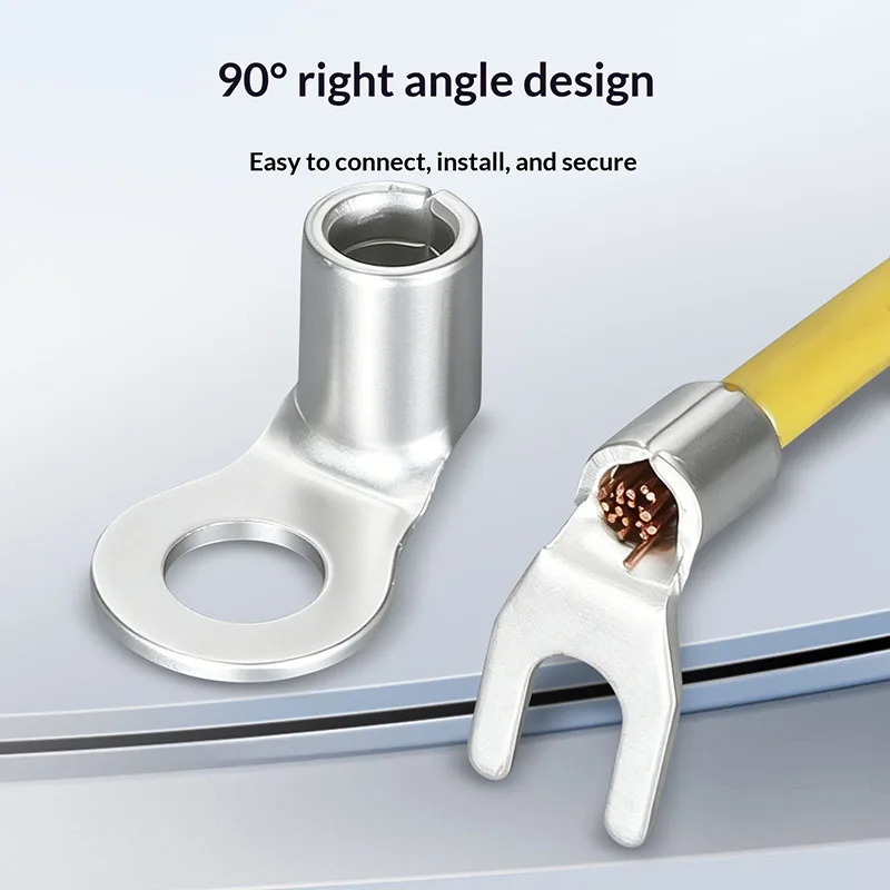 Right Angle 90 Degree Terminal Block Copper Tin Plating L-Type Crimp Terminal Cable Joint Bend Angle Electricity Wire Connector