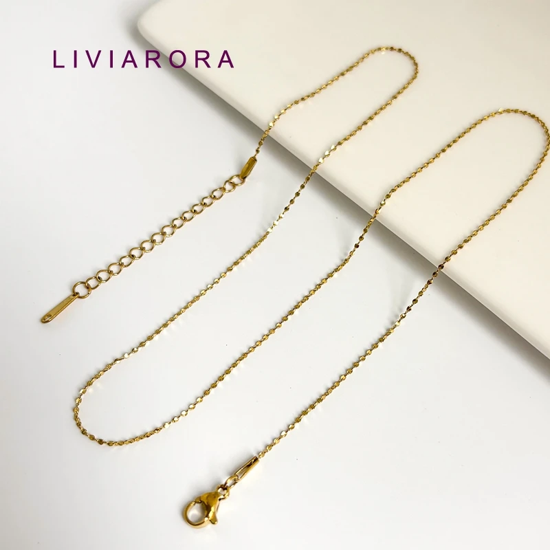 1/3/5Pcs 50cm Stainless Steel Chain 18K Gold Plated Flat Chain Necklace 1mm Thin Chain For Jewelry Making Accessories