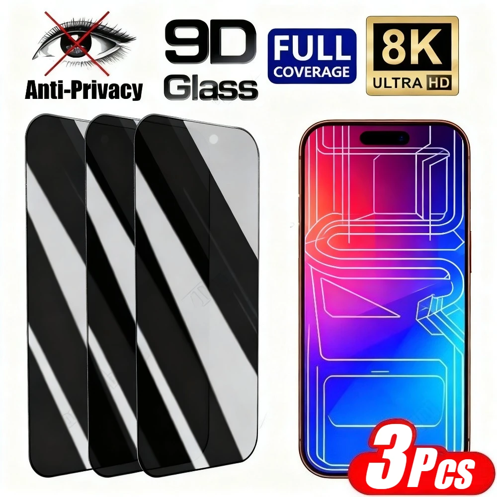 

3 шт. Защитная пленка для экрана для iPhone 17 16 15 14 Pro Max 15 16 Plus Air 13 12 11 Pro Mini XS XR Жесткость закаленного стекла 9H