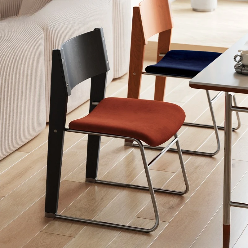 

Mid-Century Solid Wood Chair Bauhaus Vanity Stool with Backrest Compact Dining Chair for Small Space, Coffee Shop Retro Chair