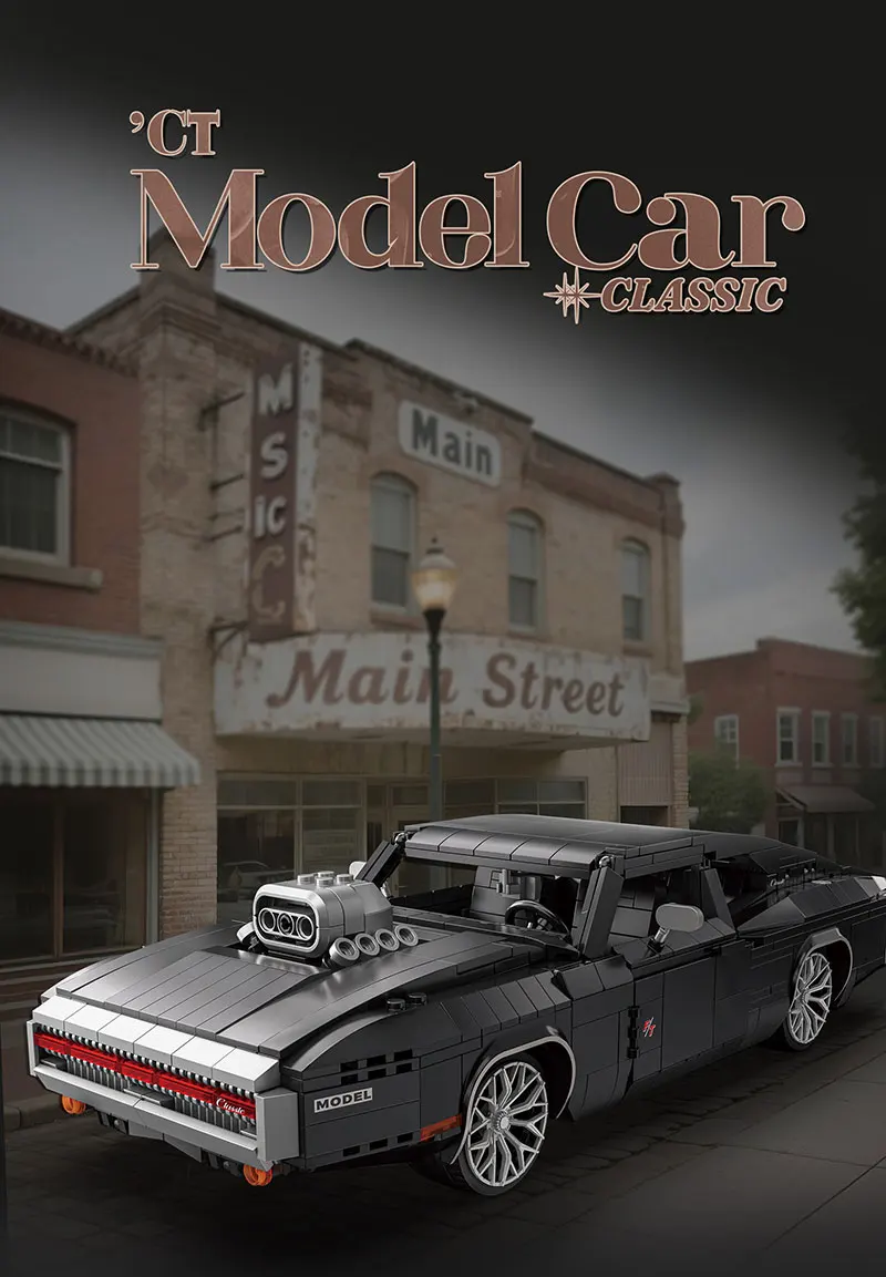 1271Pcs Technical Black Muscle Car Building Blocks movie Fast and Furious famous vehicle brick Toys Kids Desktop Ornament Gifts
