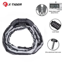 Bike Chain Lock Portable Password MTB Road Bicycle Padlock Reflective High Security Anti-Theft Cycling Lock Bike Accessories