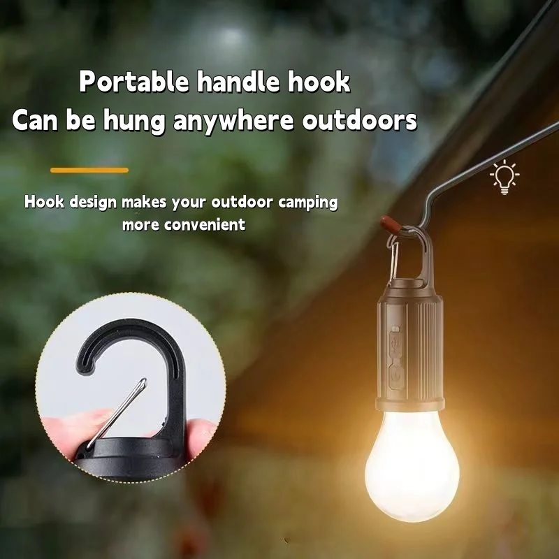 Led Tungsten Bulb Outdoor Retro Camping Light Tent Light Waterproof Emergency Lamp Bulb Solar Charging Hanging Lamp Ip65 USB