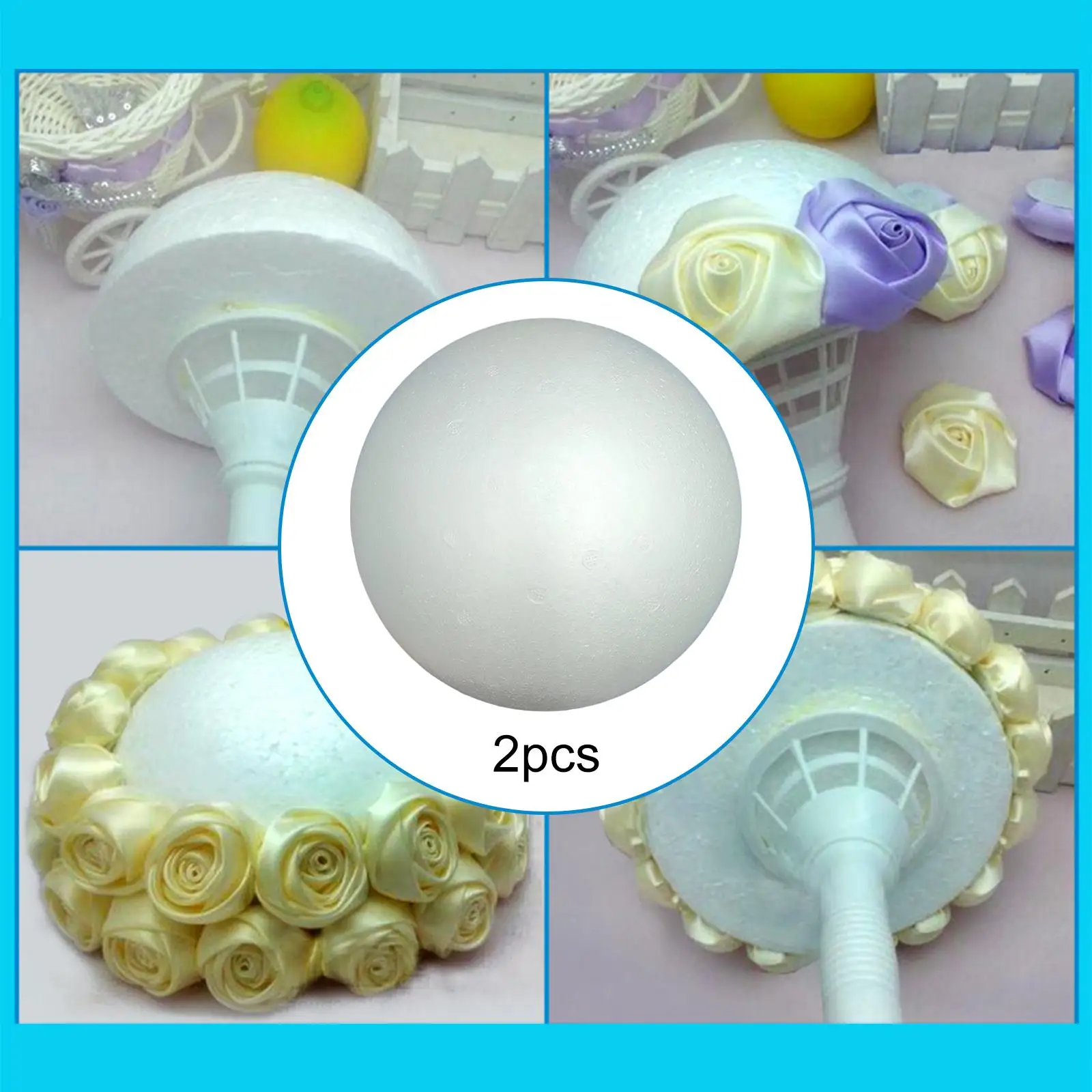 2x Foam Ball Half Sphere School Supplies Kids Gifts Mini White Smooth for DIY