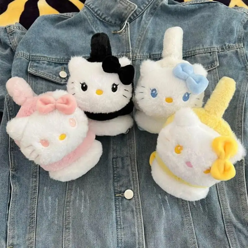 Sanrio hello kitty pelúcia earflap kawaii kitty gato boneca quente earmuff bonito dos desenhos animados engrossado orelhas quentes earmuffs presentes de natal