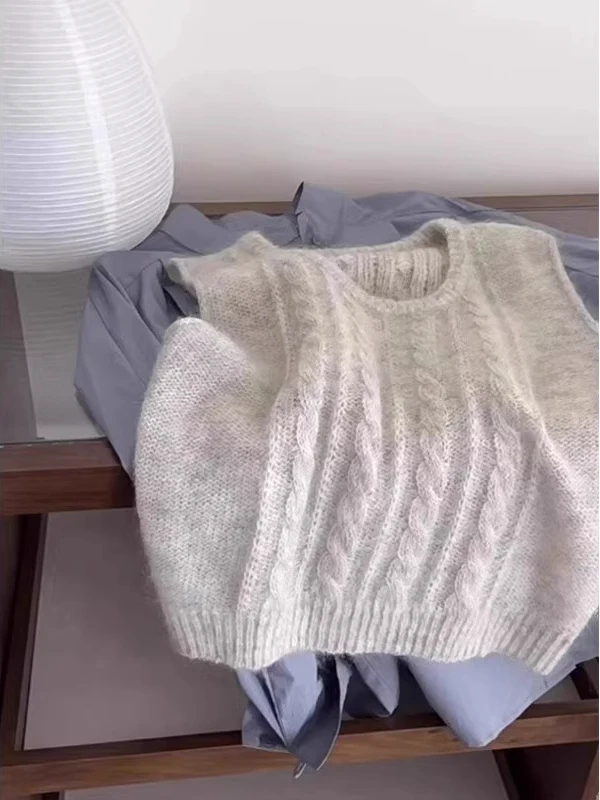 

Loose Fit round Ne Knitted Vest Men's Autumn Korean Sle Svel Sweater Warmth Youth Polyester Fiber Casual Wear