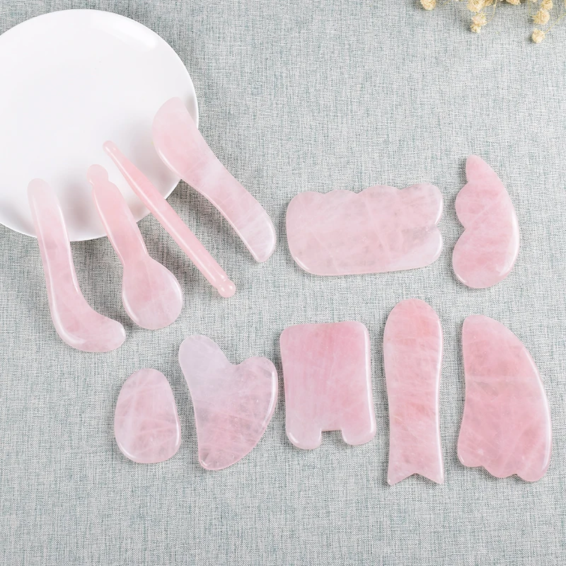 ナチュラルローズ翡翠ガッシュ,顔用,フェイスリフト,マッサー - Gua Sha Tool Rose Quartz のレビューと価格