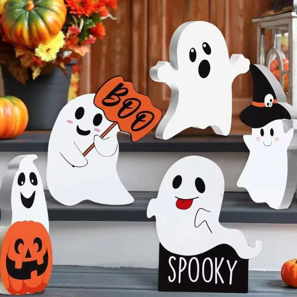 3Pcs/Set Creative Halloween Tiered Tray Decorations Cartoon Funny Cute Ghost Table Ornament Household Crafts