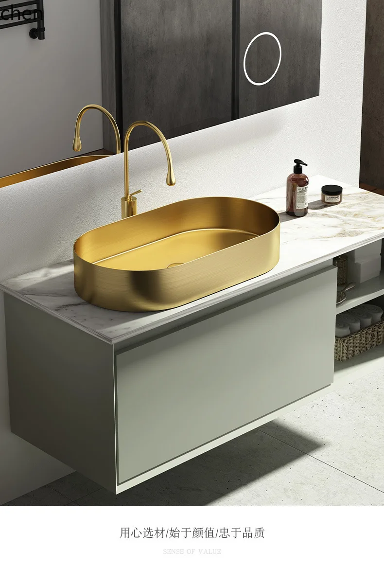 ZML Stainless Steel Wash Basin Oval Countertop Basin Villa Hotel Homestay Bathroom Wash Basin