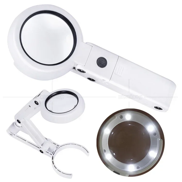 New Arrival7x USB Portable Handheld Magnifying Glass With LED Lights Foldable Desktop For Newspaper Reading Magnifier Repair Too
