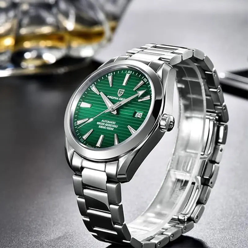 PAGANI DESIGN ساعة أوتوماتيكية للرجال من زجاج الياقوت ساعة يد ميكانيكية سوار من الفولاذ المقاوم للصدأ 100 متر ساعات رياضية مقاومة للماء