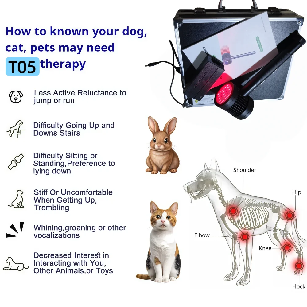 

Professional Veterinary Laser Therapy Device 19x650nm + 6x808nm Wavelength for Pain Relief Anti-Inflammation Dogs Cats Horses