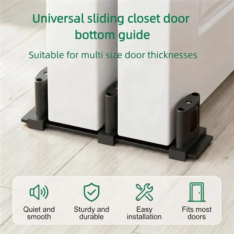 Best-Floor Guide For Sliding For Closet Doors 2 Pack Adjustable 3-Roller With Anti-Jump Design Works For Closet, Barn Doo