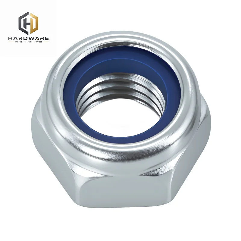 6061# Aluminum 5pcs/ lot M3 M4 M5 M6 M8 M10 with Nylon Ring Self-lock Hex Nuts Locknut DIN985