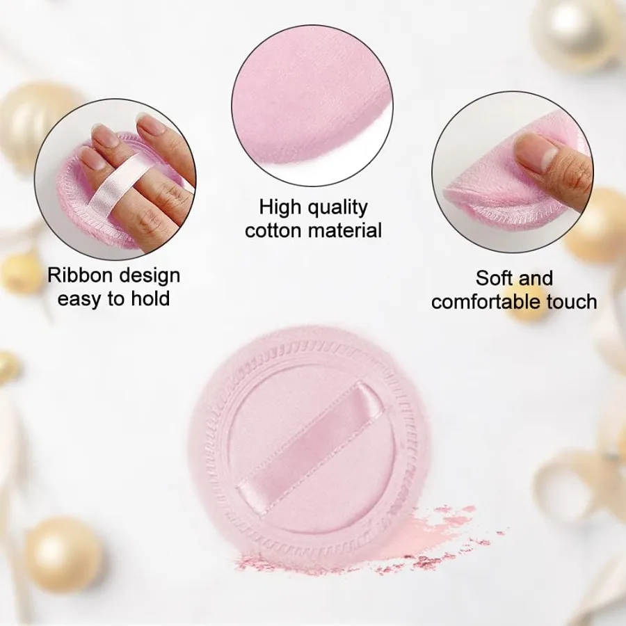 5pcs Powder Puff Cotton Cosmetic Powder Makeup Puffs Pads Makeup with Ribbon Face Powder Puffs for Loose and Foundation