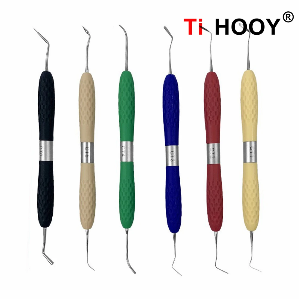 

High Quality 6pcs/Kit Dental Resin Filler Aesthetic Restoration Kit compatib LM Resin Knife Plastic Dresser With Silicone Handle