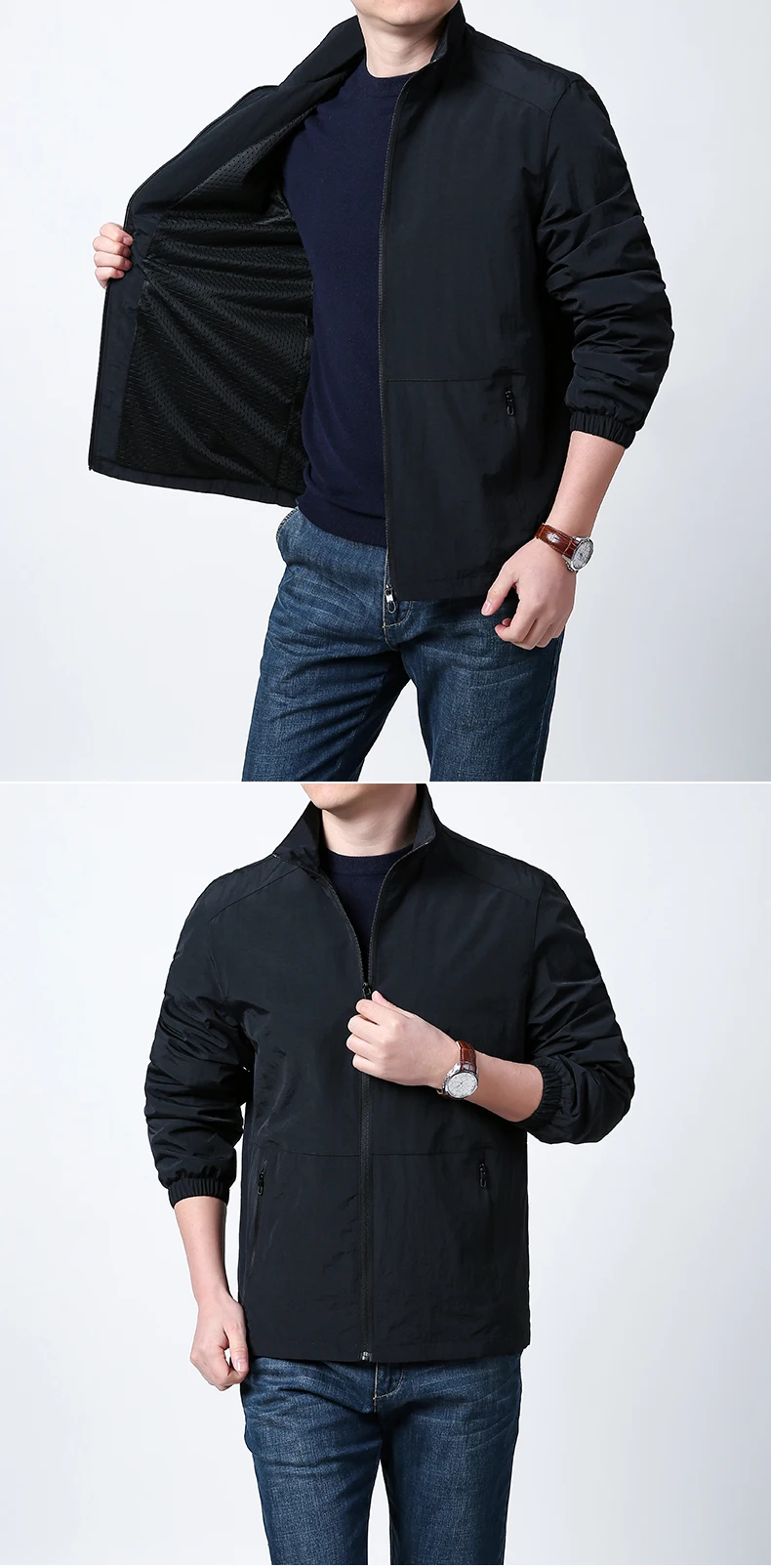 Herren Leichte Packbare Windjacke 100% Polyamid-Nylon Atmungsaktive Outdoor-Sportjacke 2026 – Detail 9