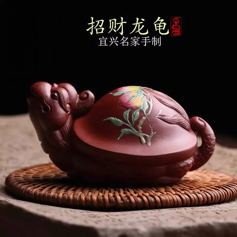 Yixing Purple Clay Pet Ornaments, Exquisite And Collectible, Can Be Used To Attract Wealth, Dragon Turtle Design, Purely