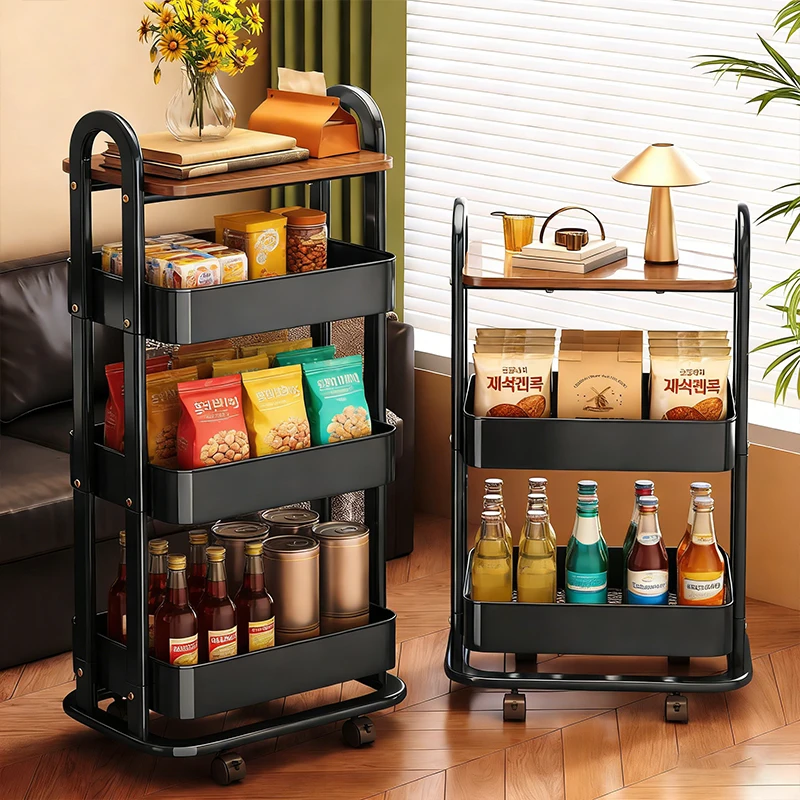 リビングルームのソファサイドテーブル多層小型カート収納ラック床置きモバイルスナックオーガナイザー寝室の家庭用家具