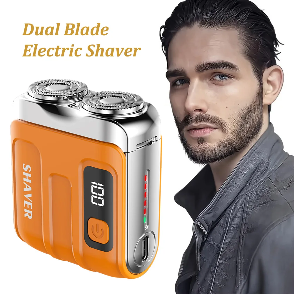 Digital Electric Shaver For Men Dual Blade Beard Trimmer Smart Mini Razor Waterproof Rechargeable Men's Shaver For Home Travel